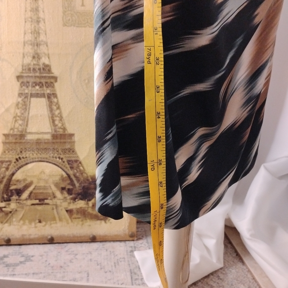 Silky Form Fitted Pin Up Vibe. Blues, Cream &  Browns. London Times Halter Dress - Picture 9 of 13